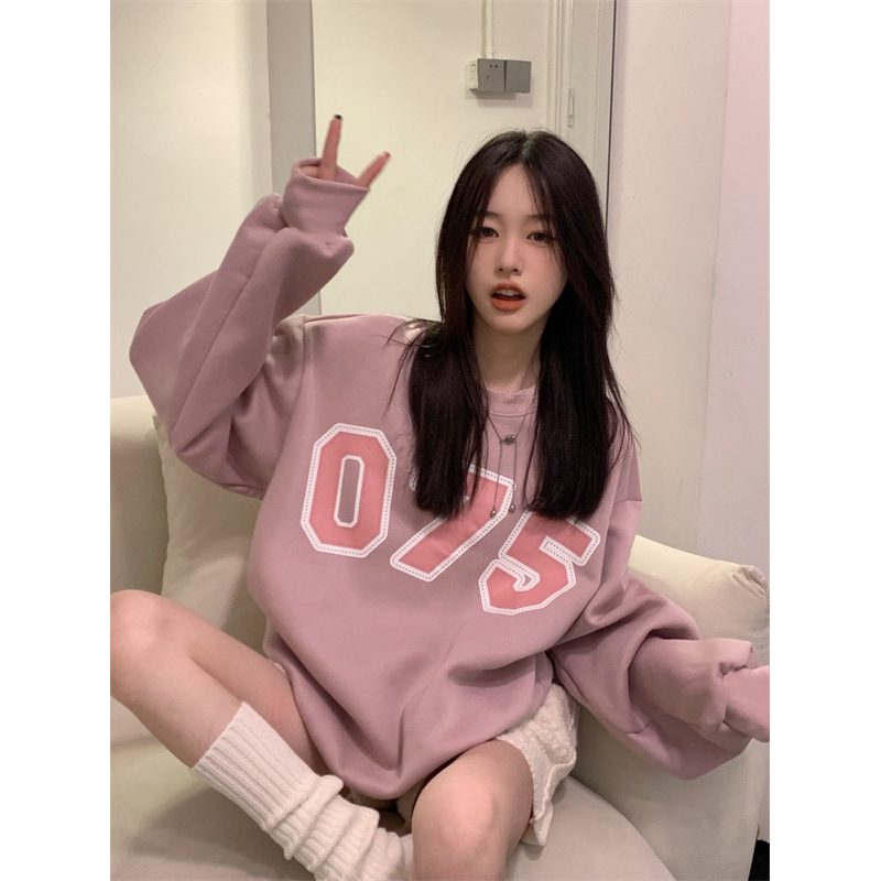 075 Sweater oversize -ชมพู
