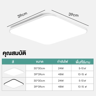 ไฟเพดาน LED รีโมท หรี่แสงได้ โคมไฟเพดานบ้าน ห้องนอน ห้องนั่งเล่น ดีไซน์โมเดิร์น บางเบา ติดตั้งง่าย
