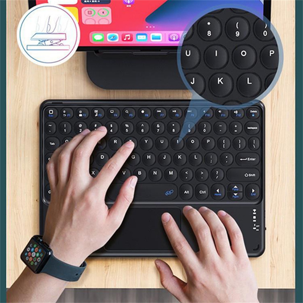 คีย์บอร์ดทัชแพด แท็บเล็ตไอเเพด ipad Detachable bluetooth keyboard แป้นพิมพ์ภาษาไทย ไร้เสียงคลิก เม้าไร้สายwireless Mouse