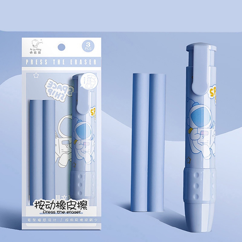 ยางลบ ยางลบดินสอ แบบกด ลายการ์ตูน น่ารัก แถมฟรี ไส้ยางลบ 2 แท่ง เปลี่ยนไส้ได้ มีให้เลือก 4 สี ลบสะอาด Stick eraser - รูปที่ 3