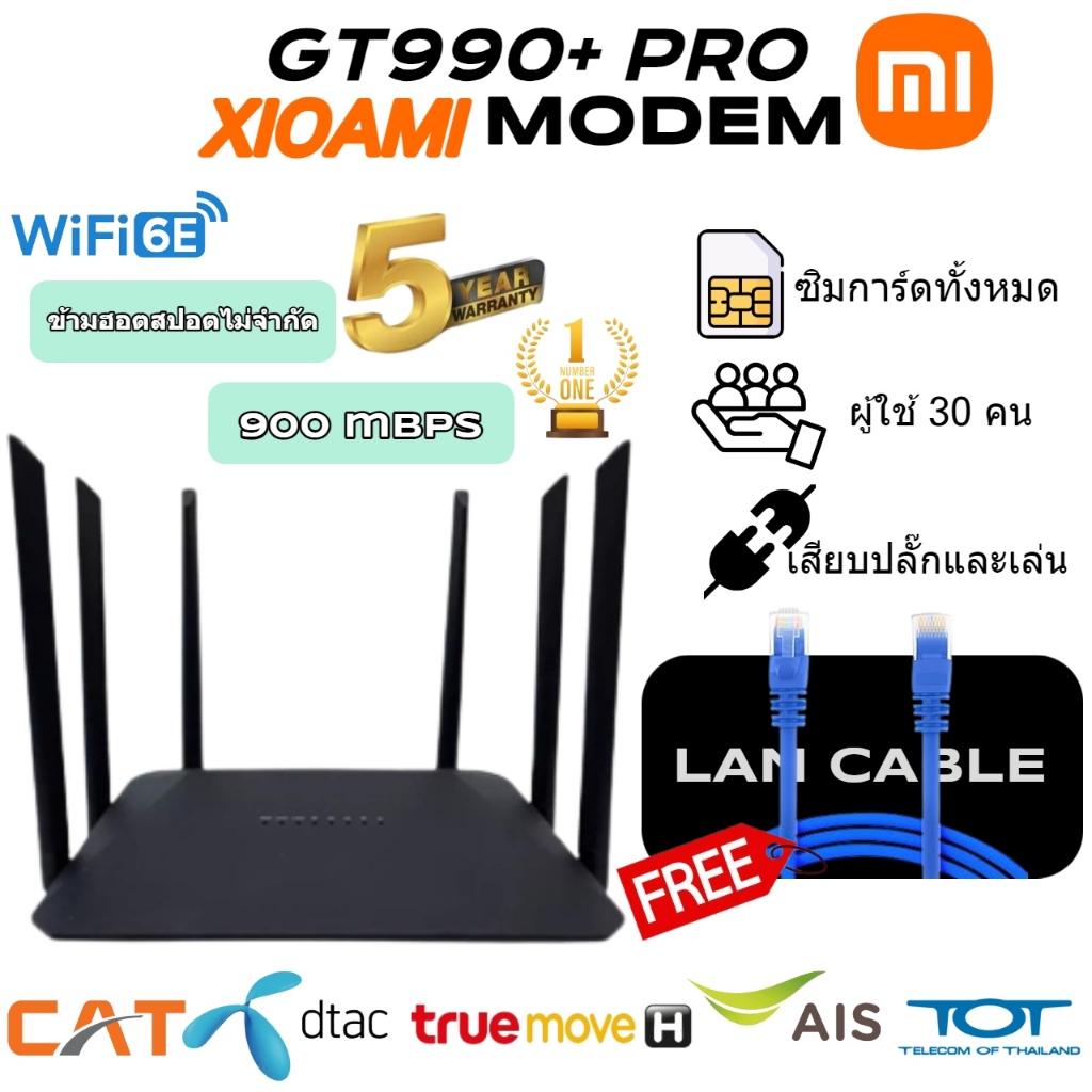 (XM) รุ่นอัพเกรด XIAOMI GT990 PRO ดัดแปลงฮอตสปอต 4G LTE โมเด็มเราเตอร์ไม่ จำกัด MOD Wifi 300 Mbps SPEED Line