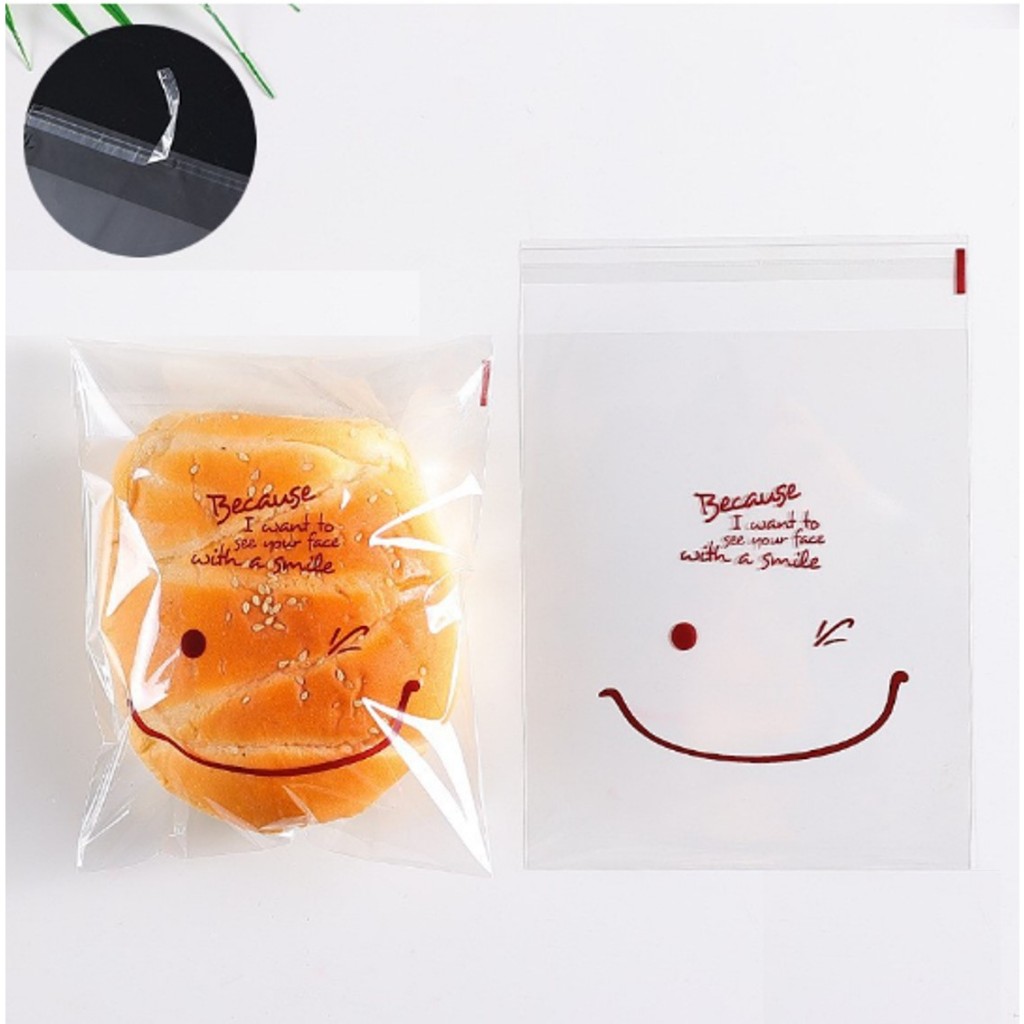 PG20 ถุงขนมปังใสฝากาวพิมพ์ลาย ขนาด 15x18+3 cm สำหรับบรรจุขนมปัง ครัวซองต์ โดนัท ขนมไข่