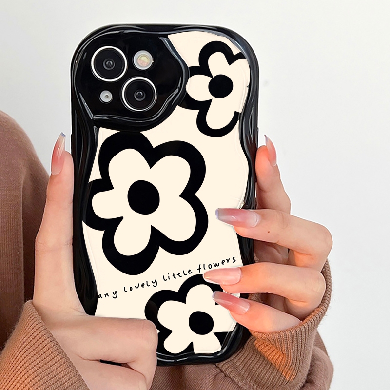 หุ้นไทยเคสที่เข้ากันได้กับขอบโค้งหยัก for iPhone 11 XR 7 8 Plus 13 12 Pro Max X XS Max 14 15 16 Pro Max เคสลายการ์ตูน