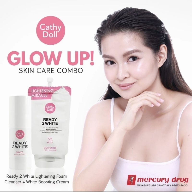 โฟมล้างหน้า เนื้อนุ่มสูตรกระจ่างใสทำความสะอาดล้ำลึก 5 ขั้นตอน Cathy Doll Ready 2 White Lightening Foam Cleanser (12ml)