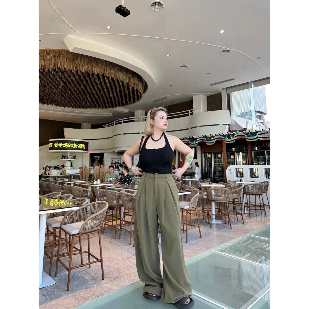 CiCi Plus+(105)กางเกงขายาว ผ้าทิ้งตัว ตะขอซิปหน้า ใส่เเล้วพรางหุ่น เหมาะสำหรับสาวพลัสไซส์ - รูปที่ 3