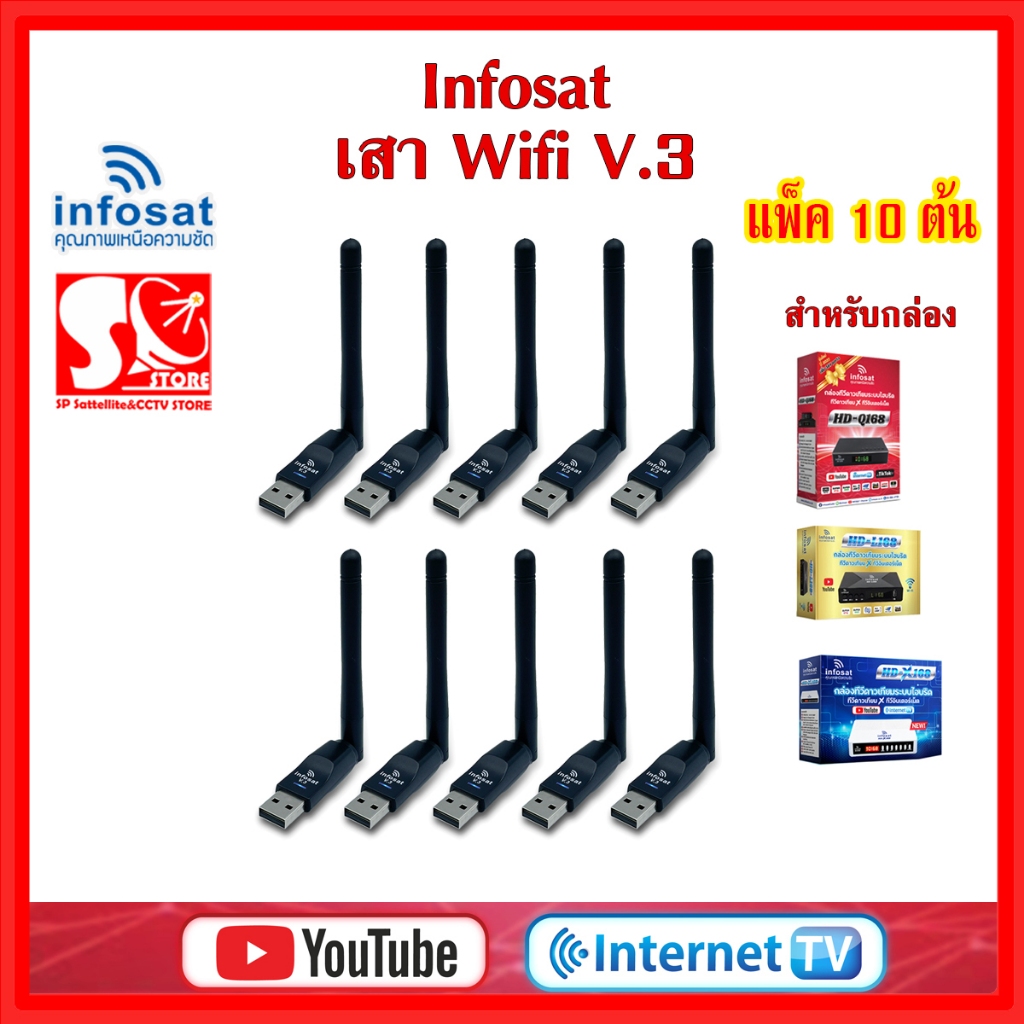 เสา wifi Infosat V.3 usb wifi V.3 สำหรับกล่องดาวเทียมinfosat HD-Q168 HD-e168 HD-X168