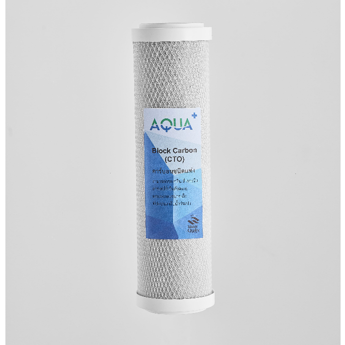 CTO ขนาด 10 นิ้ว AQUA+ 5 ไมครอน กรองสะอาด ลดกลิ่น ดักจับสิ่งสกปรกในน้ำ
