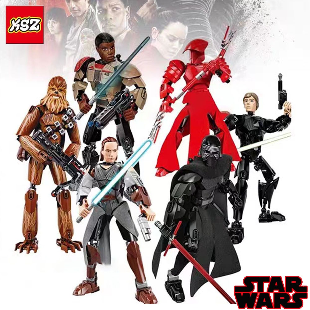 KSZ star wars figure ชุด ตัวต่อ สตาร์วอร์ darth vader stormtrooper ของเล่นสําหรับเด็ก ข้อต่อขยับได้ DIYโมเดลสตาร์วอร์ส