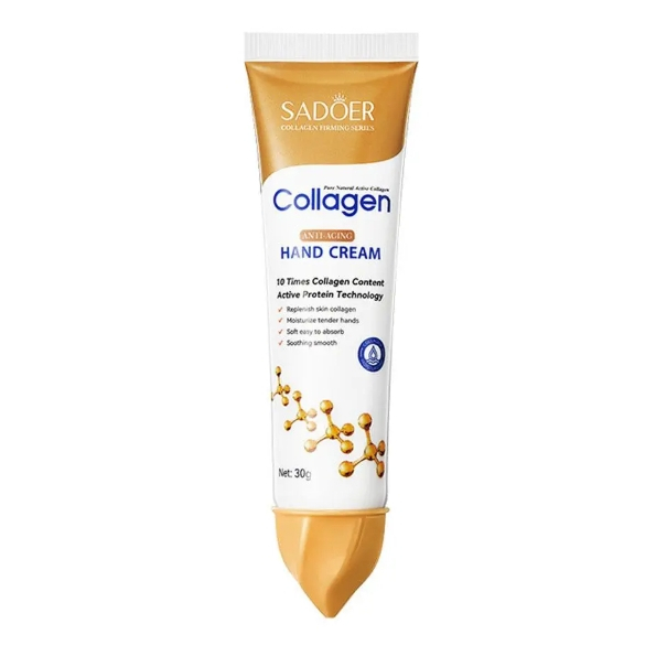 Sadoer Collagen Hand Cream ครีมทามือ ขนาด 30 g. ไทย  หลอดทองขาว