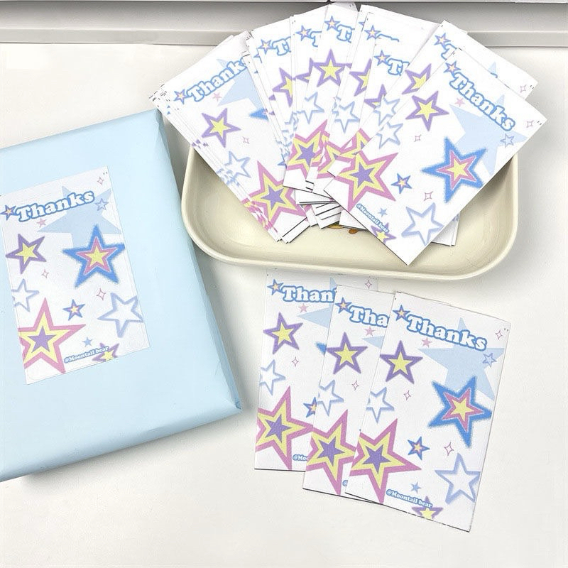 🩵🌟พร้อมส่ง!สติกเกอร์ซีล ลายดาวสีฟ้า แพค20ชิ้น แปะพัสดุ แพคการ์ด น่ารักมาก สไตล์y2k