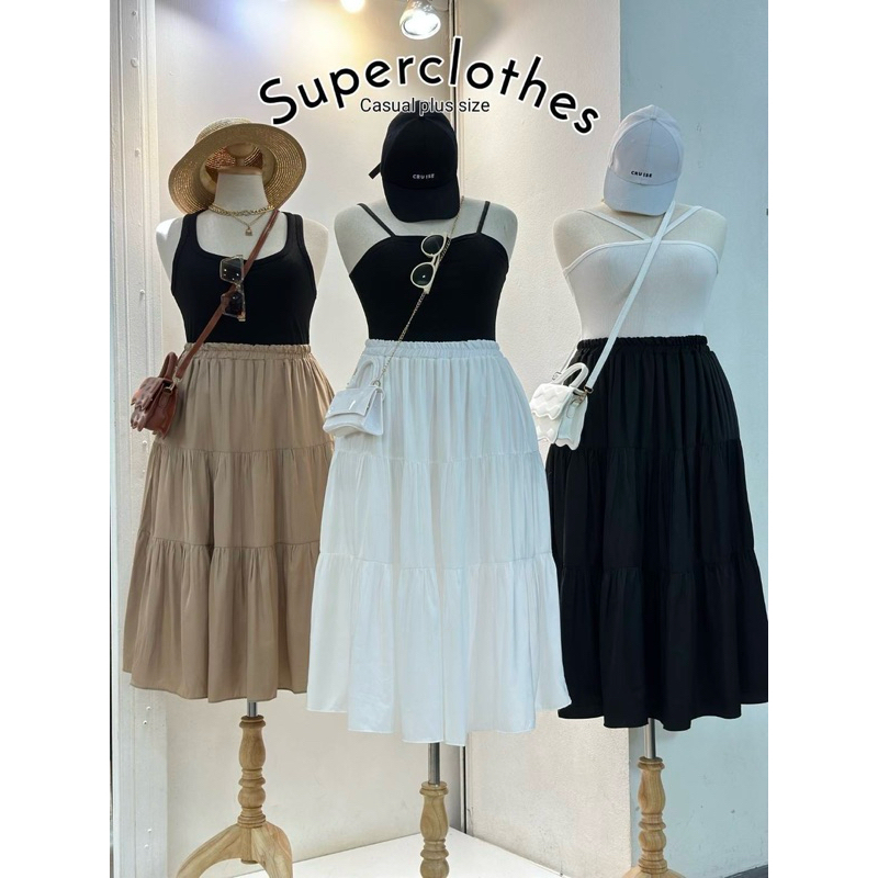 พร้อมส่ง|Dolly Skirt สีใหม่เข้าเพิ่มกระโปรงตัวยาว ดีเทลต่อชั้นๆ รูดเบาๆให้ดูหวานๆพริ้วๆ สาวอวบ ราคา ถูกที่สุด ดีลบีเคเค รูปภาพหลัก
