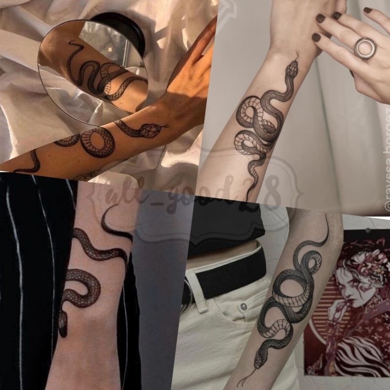 🇹🇭New⚡Tattoo sticker สติ๊กเกอร์รอยสัก snake #23k