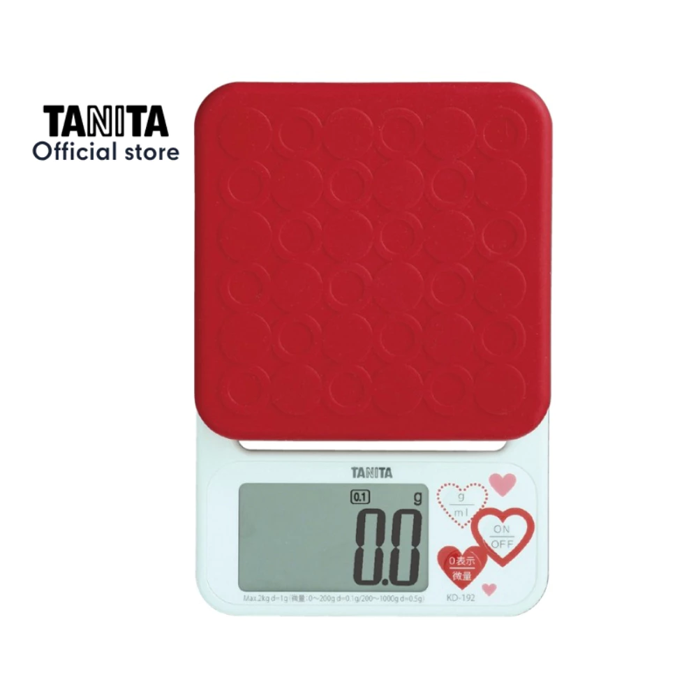 TANITA เครื่องชั่งน้ำหนักในครัวแบบดิจิทัล รุ่น KD-192 สีแดง พิกัด 2 กิโลกรัม