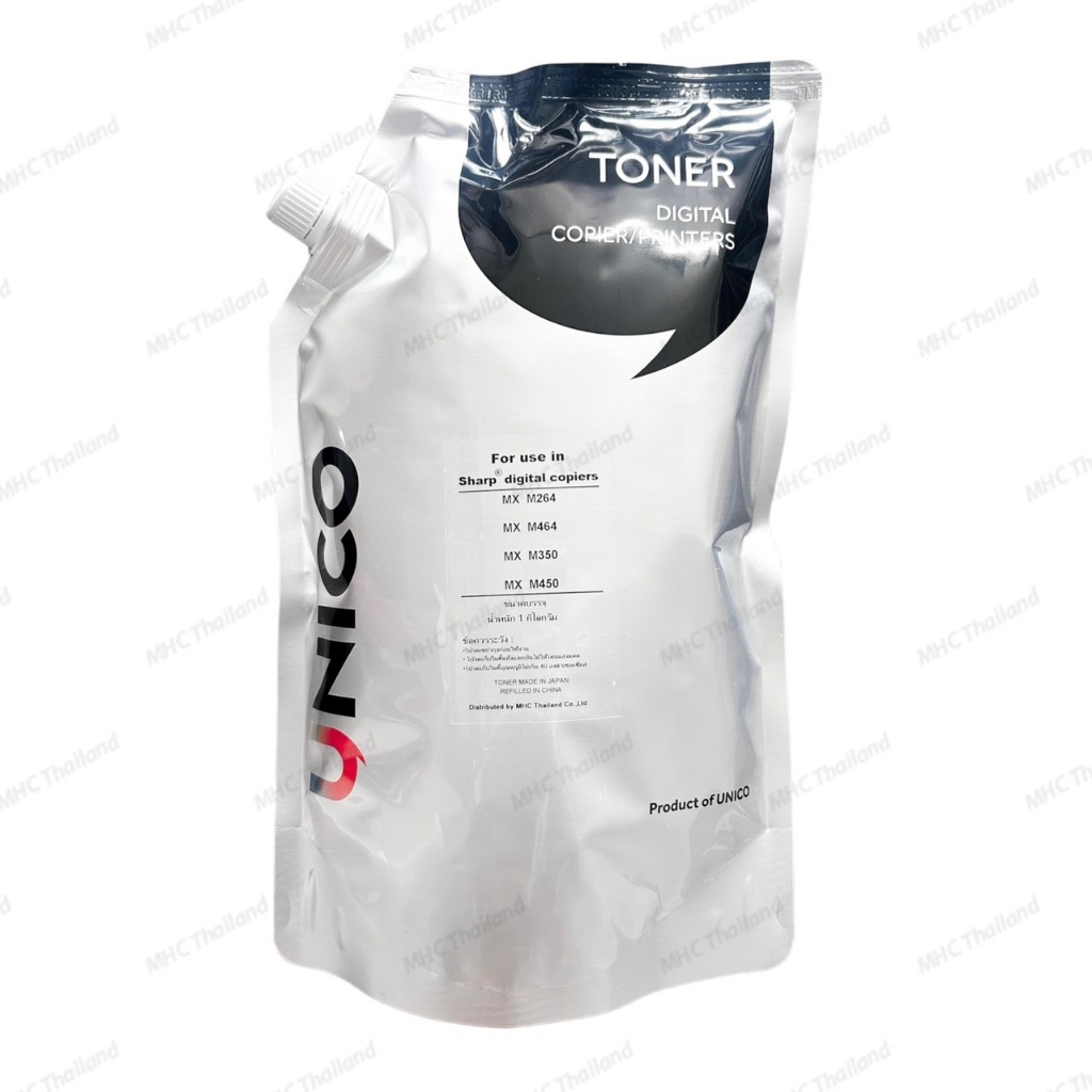 ผงหมึก เครื่องขาวดำ Unico Sharp Toner 1 Kg MX-M264 M364 M464 M465 M564 M565
