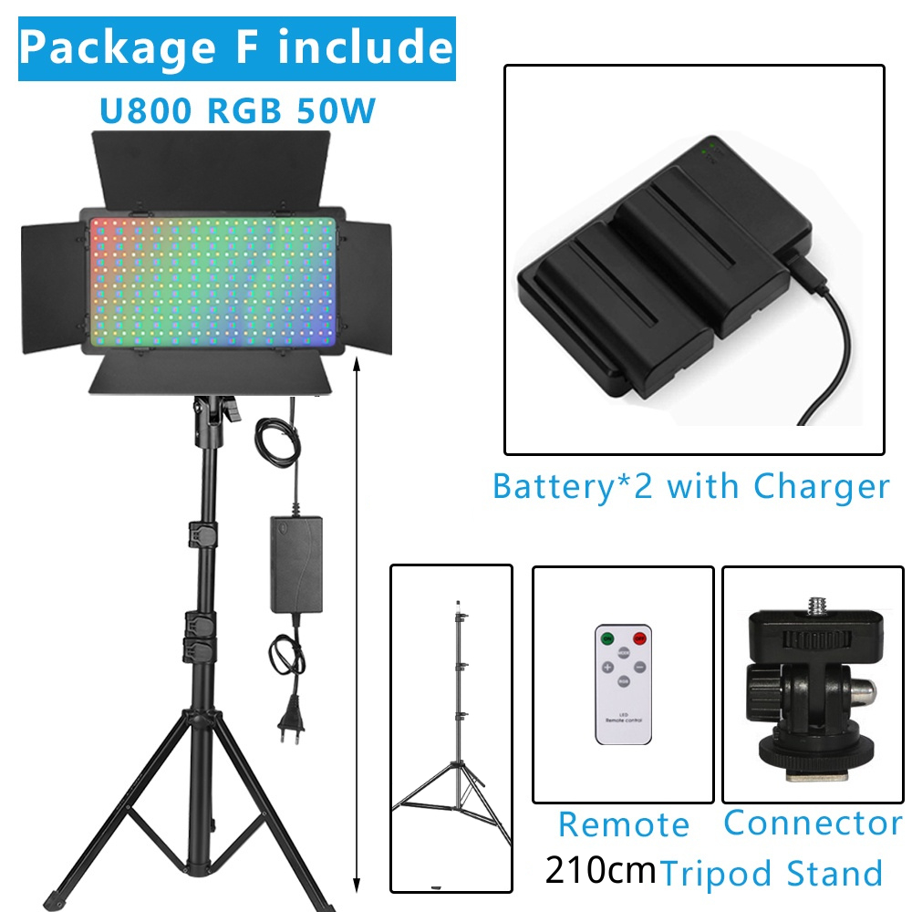 LEDU600+/U800+RGB ไฟ LED 3000K-6500K CRI95 + การถ่ายภาพแสงแผงสตูดิโอถ่ายภาพหลอดไฟสำหรับ youtube Vlog ที่ถ่ายทอดสด