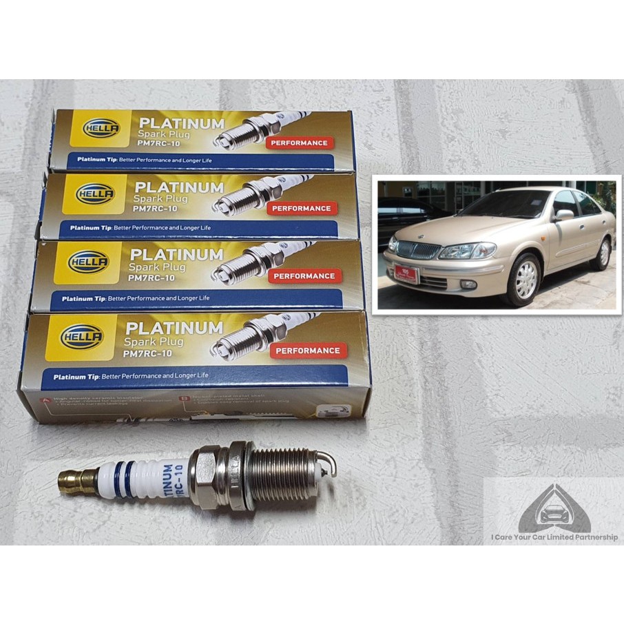 หัวเทียน แพลทตินัม Nissan Sunny Neo ( 2001 - 2006 ) ชุด 4 หัว ระยะการใช้งาน 60,000 กม : Hella PM7RC-10