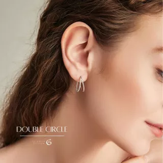 GLAMOR✨ต่างหูเงินแท้ Double Circle ต่างหูห่วงเงิน เท่น่ารัก ต่างหูแฟชั่น ตุ้มหูเงินแท้ 92.5