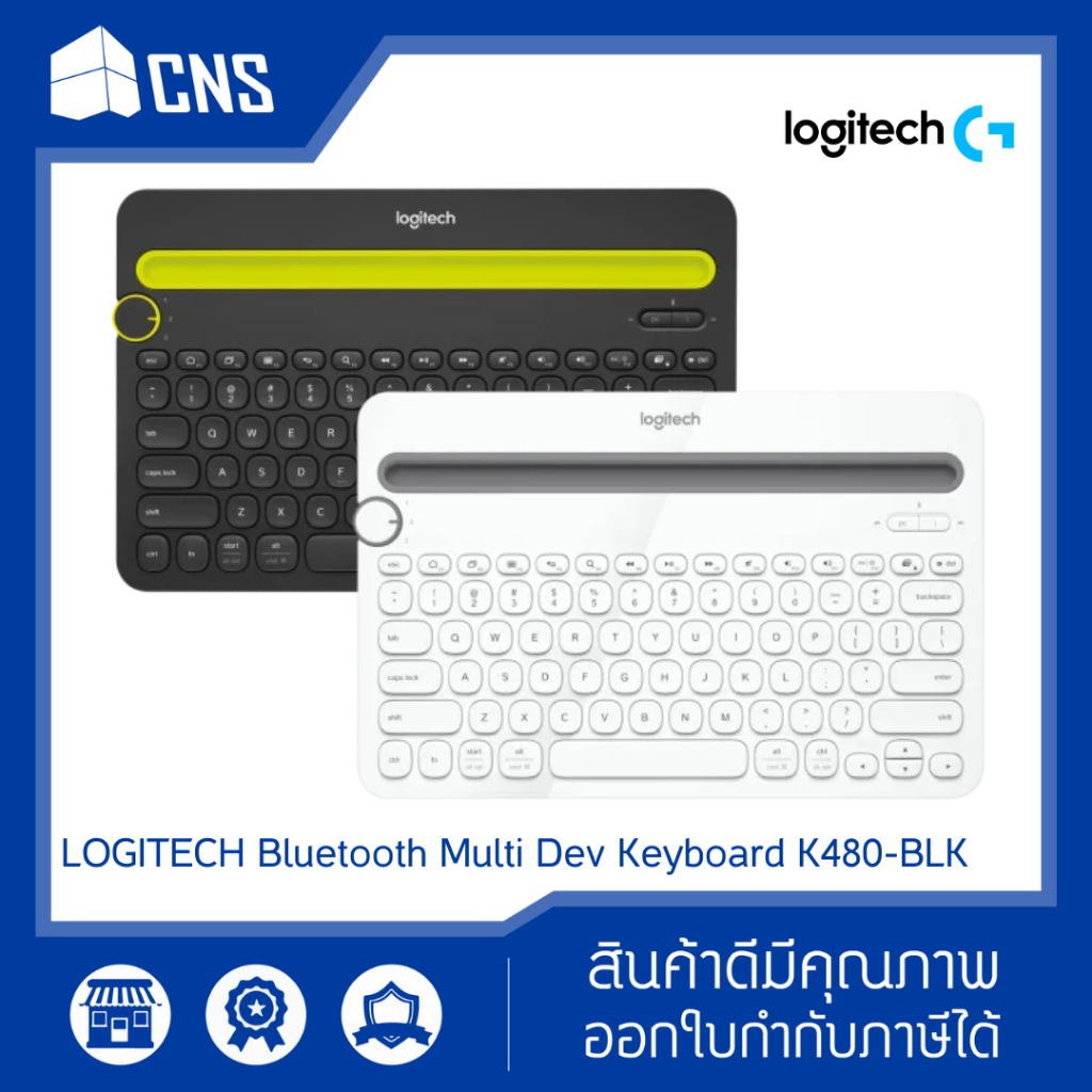 Logitech - Bluetooth Multi Dev Keyboard K480 คีย์บอร์ดไร้สาย เชื่อมต่อหลายอุปกรณ์ (รองรับภาษาไทย-อังกฤษ)