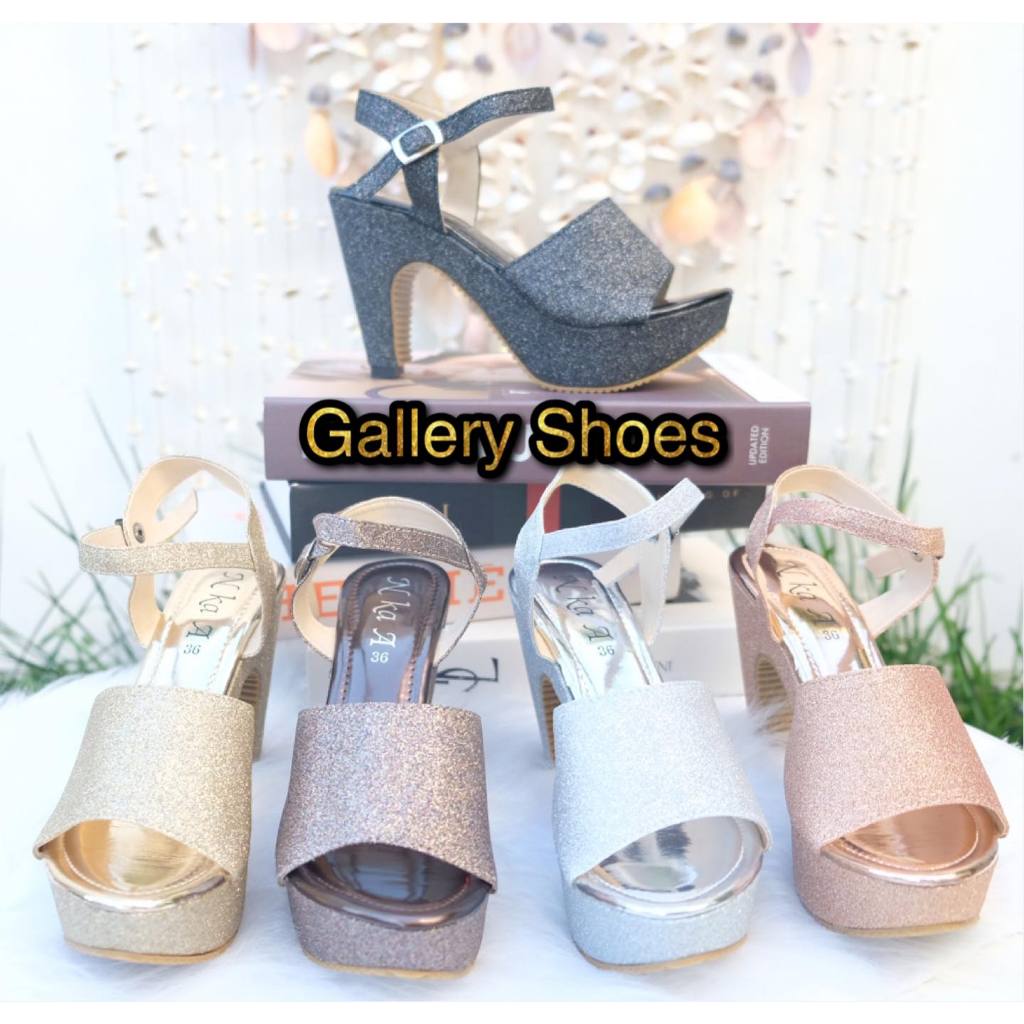 รองเท้าส้นสูง 4 นิ้ว งานกริตเตอร์สวย ราคาถูกที่สุด