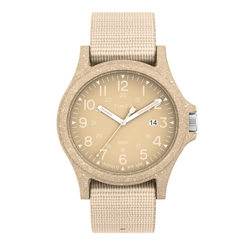 TIMEX TW2V95900 Reclaim Ocean นาฬิกาข้อมือผู้ชาย สายพลาสติกมารีน สีเบจ หน้าปัด  40 มม.