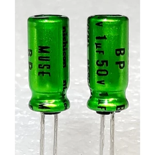 Nichicon MUSE ES BP 1uf 50v Bipolar Capacitor bipolar bp คาปาซิเตอร์ ตัวเก็บประจุ ไบโพลาร์ ไบโพล่า ไม่มีขั้ว