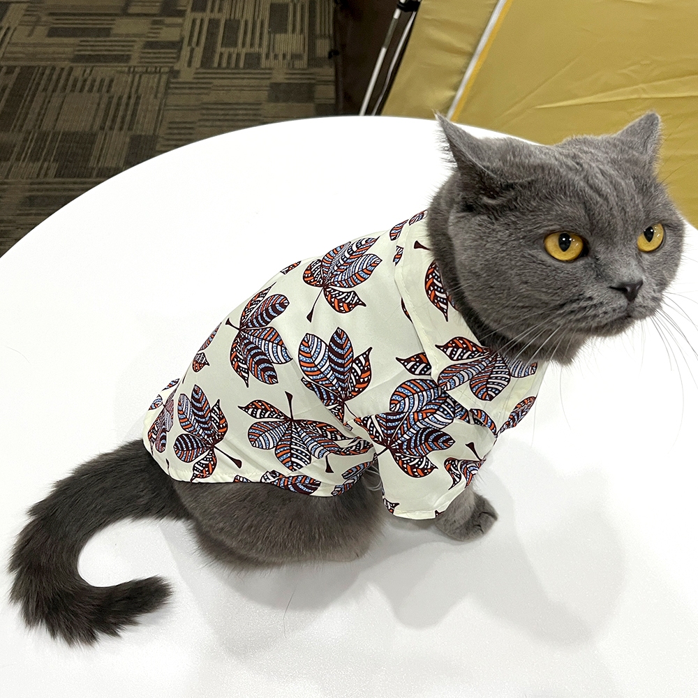 PetStern เสื้อยืด พิมพ์ลายดอกไม้ ระบายอากาศ เสื้อสุนัข สไตล์ฮาวาย ชุดแมว สัตว์เลี้ยงแฟนซี S-XL - รูปที่ 4