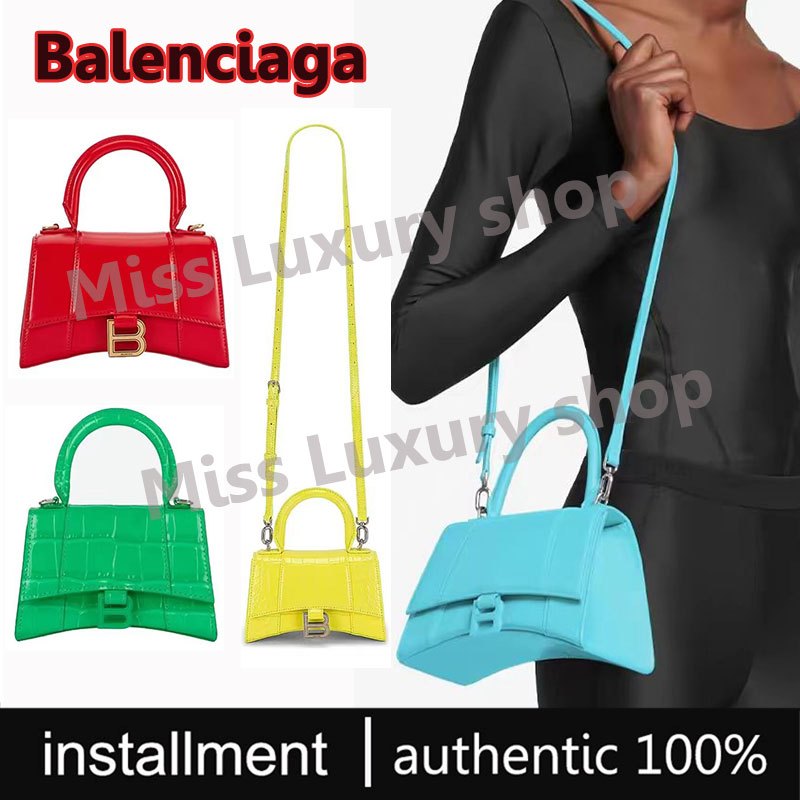 Balenciaga Hourglass กระเป๋าไหล่สีแดงของแท้100%