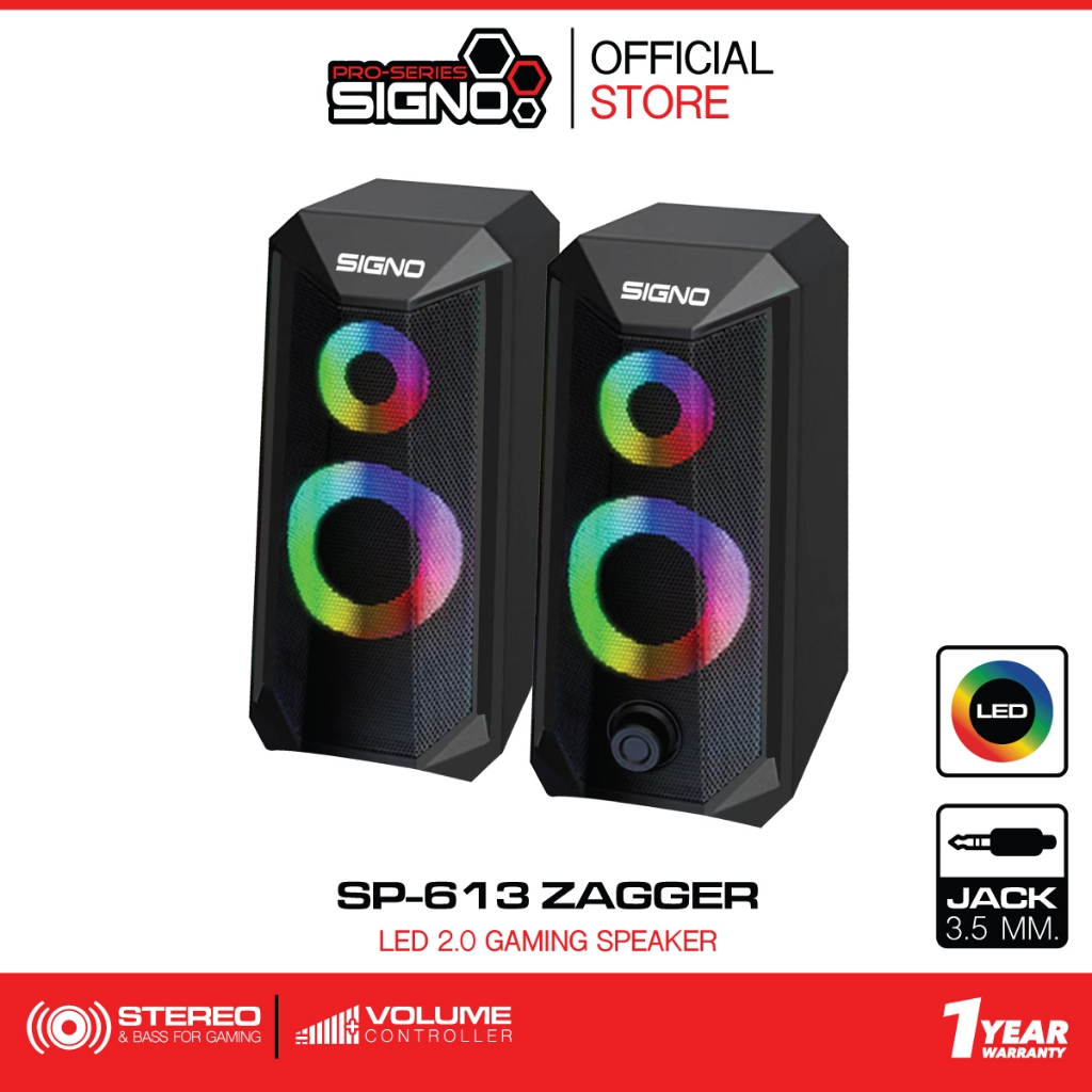 SIGNO LED 2.0 Gaming Speaker รุ่น ZAGGER SP-613 (ลำโพง เกม์มิ่ง)