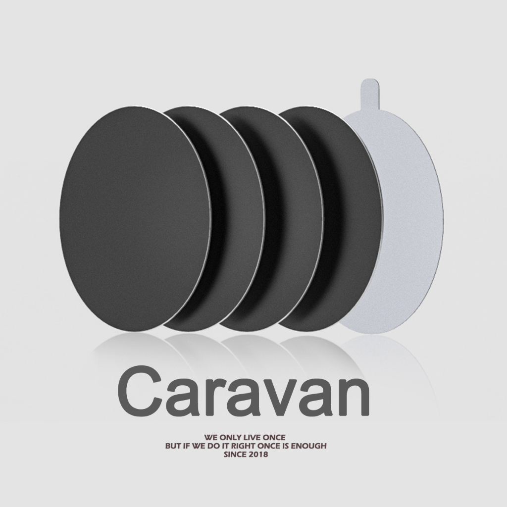 Caravan Crew Matte Phone Magnet for Car แผ่นเหล็กสำหรับยึดโทรศัพท์กับแท่นวางบนรถแบบหนาพิเศษ (สีดำแมท)