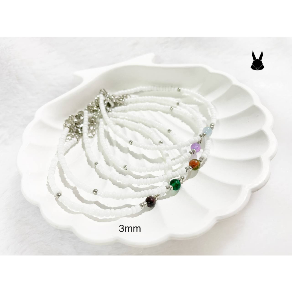 Minimal Lucky Stone กำไลข้อมือหินมงคลแท้ 3 mm สไตล์มินิมอล สำหรับสายมู การงาน การเงิน ความรัก