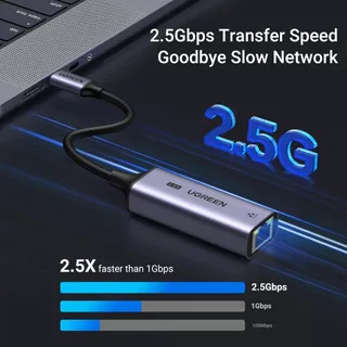 UGREEN อะแดปเตอร์ USB C to RJ45 2.5G Ethernet Adapter สำหรับ MacBook Air/Pro, XPS, iPhone 15/Plus/Pro/Max รุ่น CM648