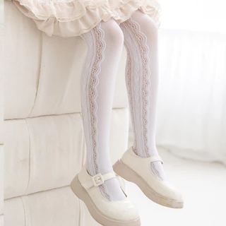 พร้อมส่ง ถุงเท้าลูกไม้ยาว ถุงน่องลูกไม้ สไตล์วินเทจ สำหรับเด็ก ชุดกระโปรงสไตล์ลูกไม้