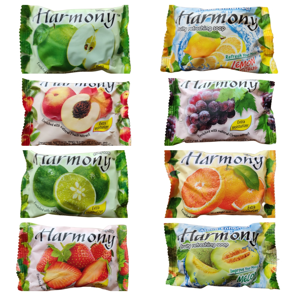 (ขายดี) Harmony ของแท้ผลิตอินโด กลิ่นหอม ฮาร์โมนี่ สบู่ผลไม้ 70-75 กรัม กลิ่นต่างๆ นำเข้าจากประเทศมาเลย์เซีย