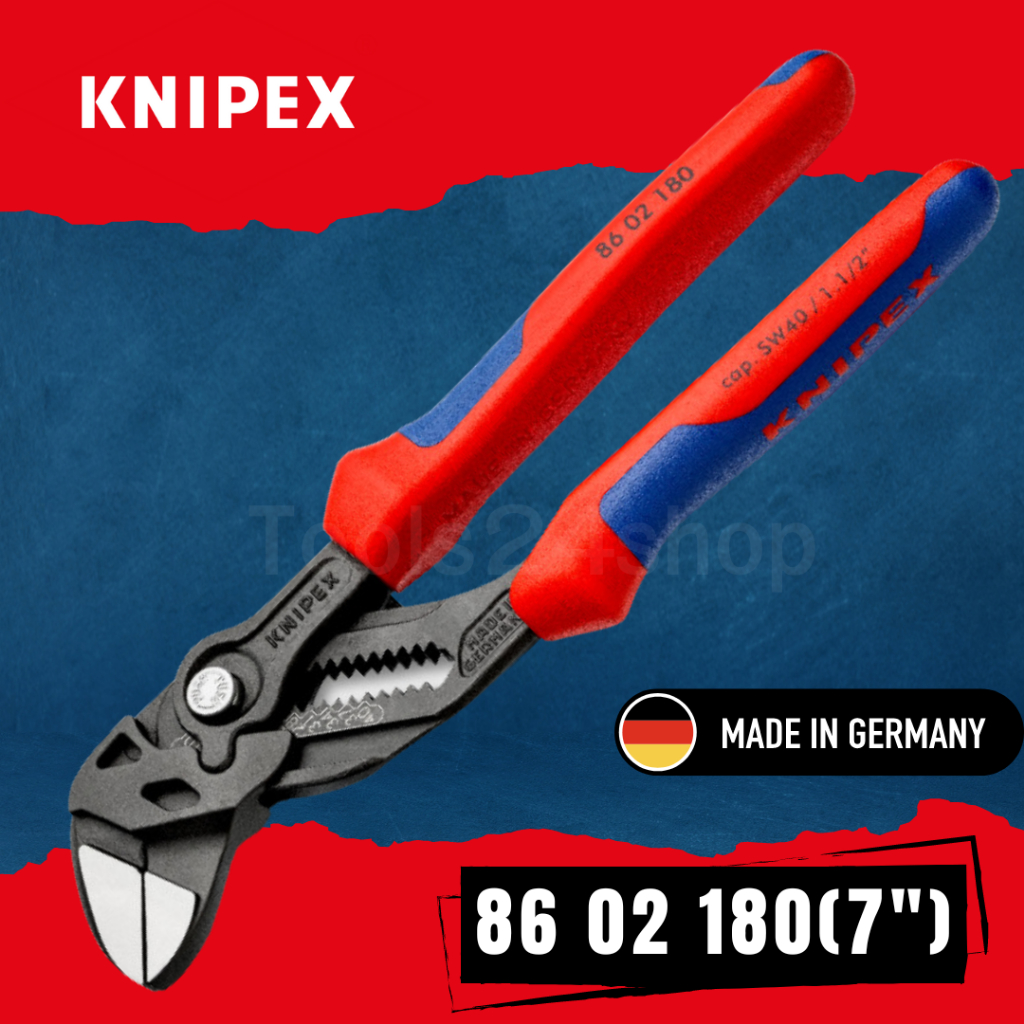 KNIPEX ประแจคอม้า ตัวรมดำ ด้ามหนา 7",10" No.86 02 180/86 02 250