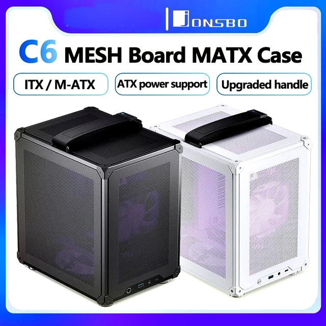 CASE (เคสมินิ) JONSBO C6 Handle ITX/M-ATX Black พัดลม 2 ตัว