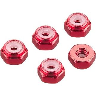 ล็อคนัทสีแดง Tamiya 15493 - 2mm Aluminum Lock Nut (Red, 5pcs.)