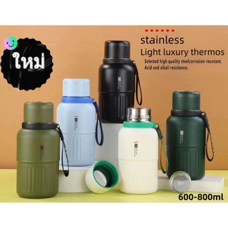 กระติกน้ำสแตนเลส304ขนาด600-800ml เก็บได้ทั้งน้ำร้อนและเย็น กระติกน้ำสูญญากาศแบบพกพาเหมาะสำหรับโรงเรียนกลางแจ้งท่องเที่ยว