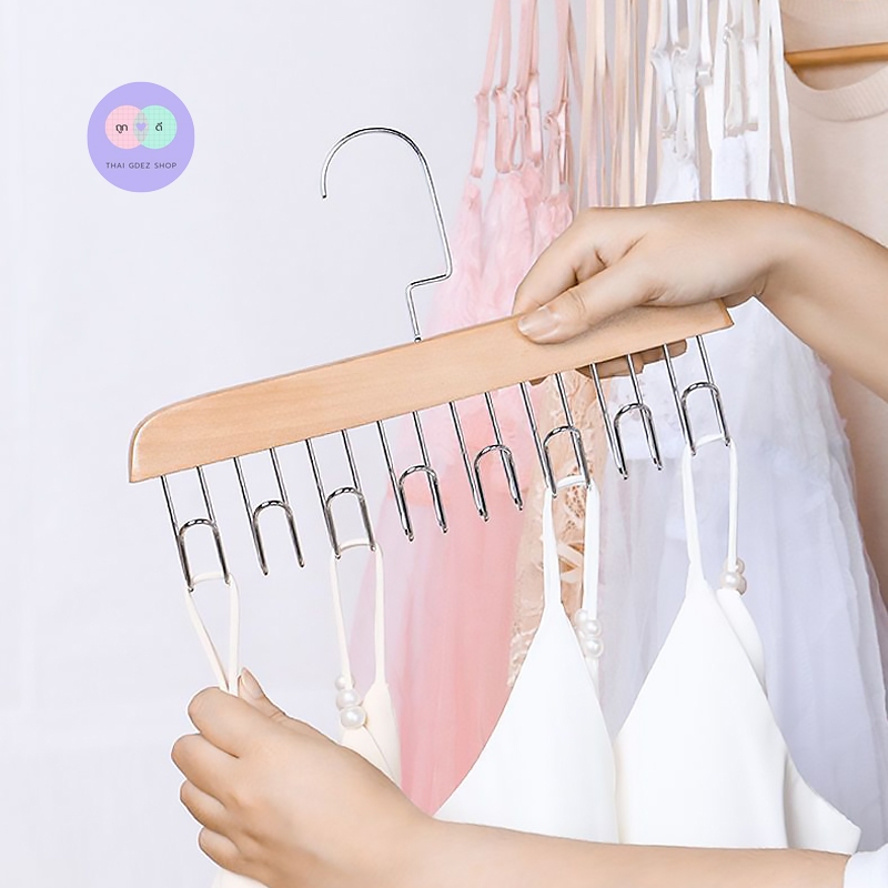R66 ไม้แขวนเสื้อ 8 ตะขอจัดระเบียบ กันลื่น ประหยัดพื้นที่ ตู้เสื้อผ้า ที่เก็บเสื้อผ้า ไม้แขวนผ้าอเนกประสงค์