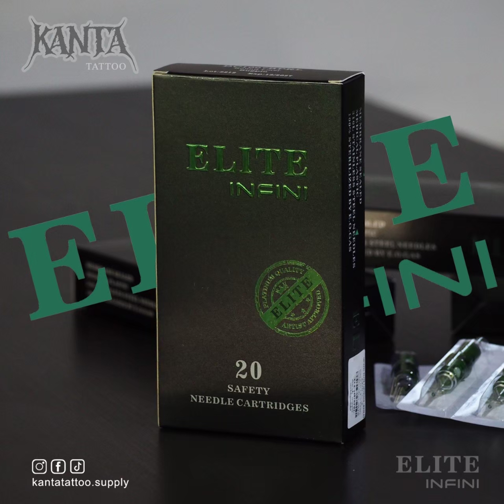 ELITE INFINI รุ่นใหม่ เข็มฮอกสักลาย เข็มสัก แบบกล่อง20เล่ม(RL,RS/CM) เข็มสักตัว เข็มสัก