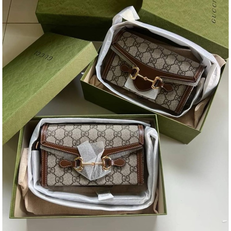 New🤍 Gucci Horsebit 1955 mini bag  7.1"W x 4.7"H x 2"D นิ้ว 18cm (W) x 12cm (H) x 5cm (D)