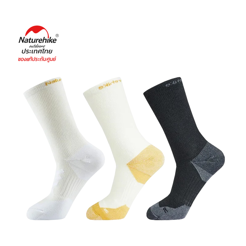 Naturehike Thailand ถุงเท้า Striped right angle mid length socks