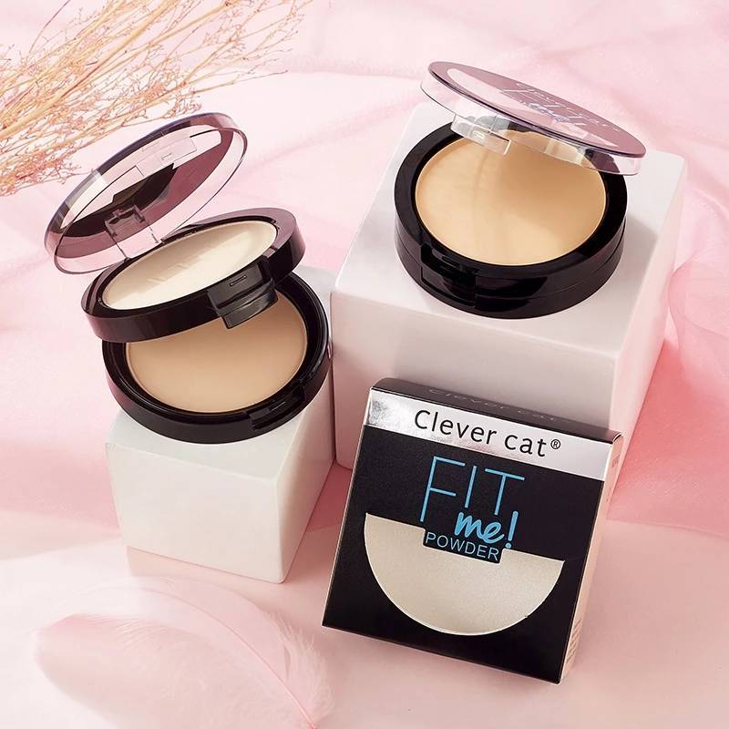 แป้งผสมรองพื้น Clever Cat fit me powder แป้งพัฟ FIT แป้งผสมรองพื้น 2 ชั้น 18กรัม