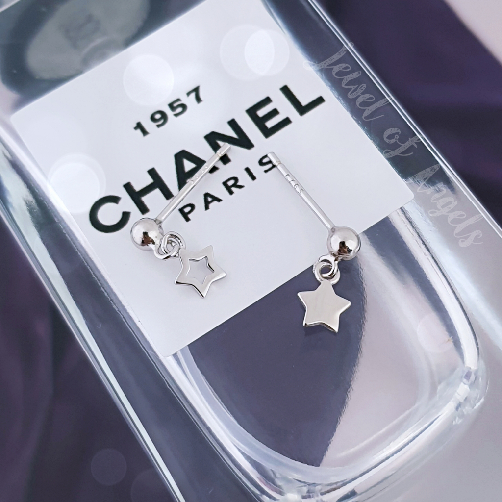 ต่างหูเงินแท้ S925 รุ่น Starry ต่างหูแป้น หมุดกลมแต่งดาว สีเงิน ตุ้มหูเงินแท้ทั้งชิ้น Silver925