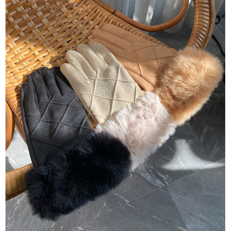 Furr Thermal Gloves ถุงมือผู้หญิงบุขนกันหนาวขนเฟอร์ ทัชสกรีนได้
