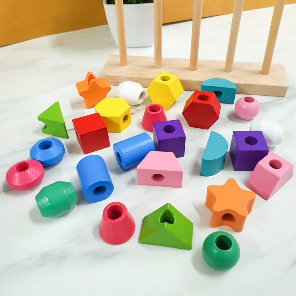 ชุดลูกปัดไม้ ของเล่น Montessori เสริมการเรียนรู้เด็ก เหมาะกับน้อง 2 ขวบขึ้นไป ราคา ถูกที่สุด ดีลบีเคเค แกลเลอรีภาพที่ 4