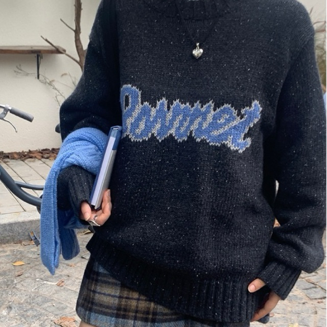 พร้อมส่ง 🌈 dark blue sweater 💙 สเวตเตอร์ไหมพรม