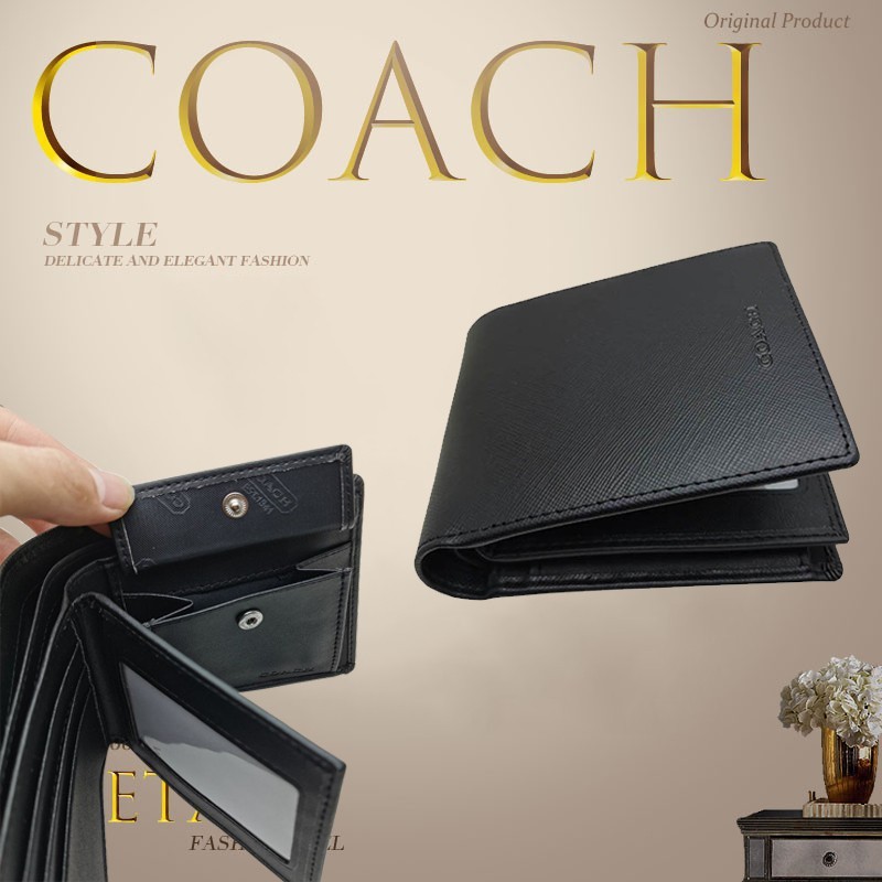 coach กระเป๋าสตางค์ผู้ชายใส่เหรียญ 74771 26072 74991