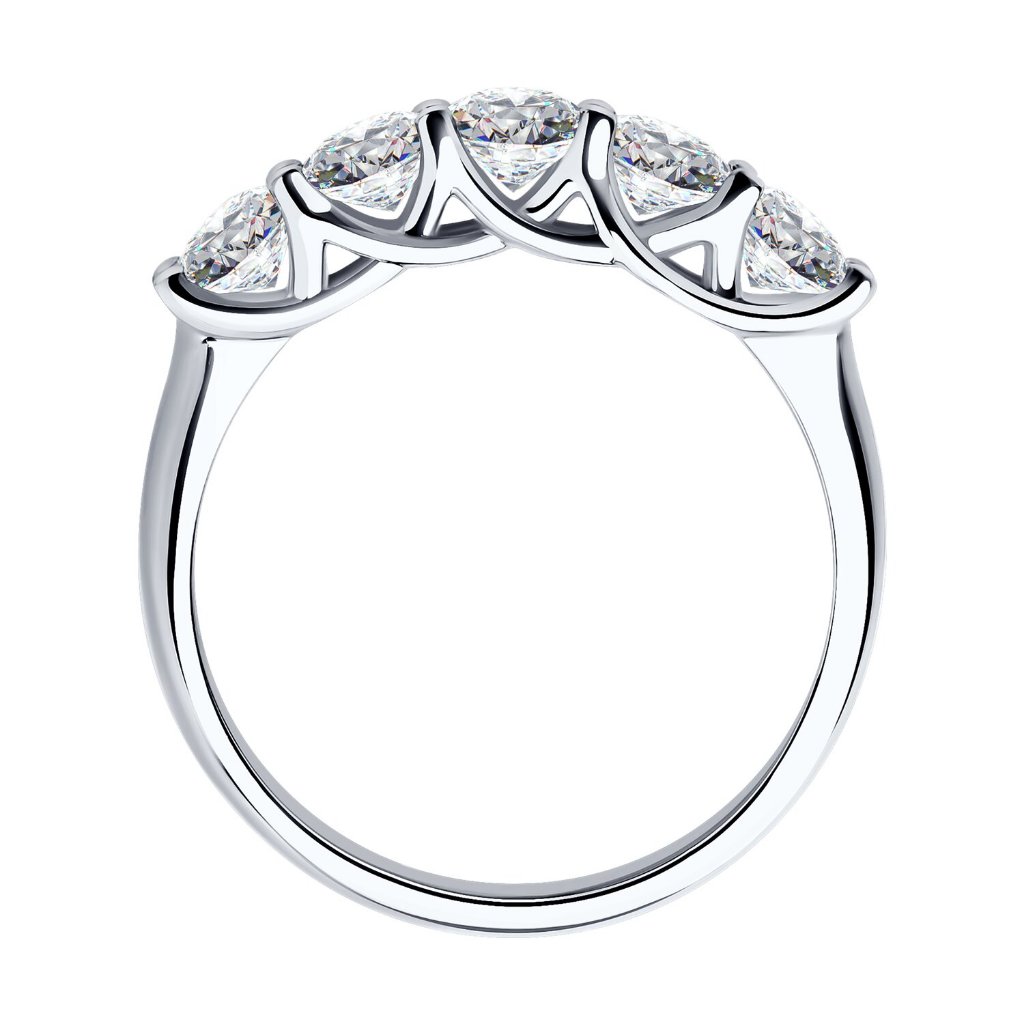 DIAMOND RING แหวนแถว ทองคำขาว 9K เพชรแท้ HPHT Lab Grown Diamond 5 เม็ด (รวม 1.5 กะรัต) น้ำ 98-100 VVS-VS