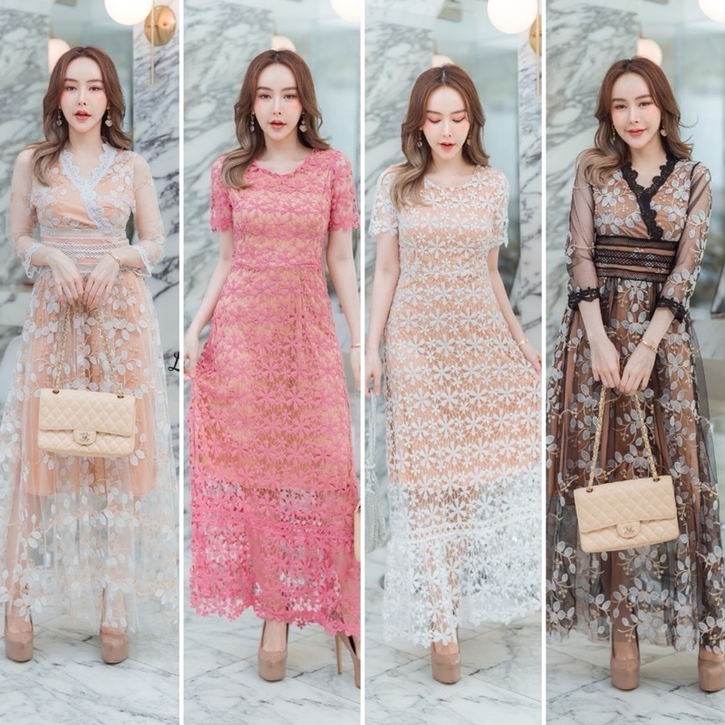 ชุดเดรสลูกไม้ ผ้าลูกไม้สวยละมุน ใส่ออกงานสวยๆ