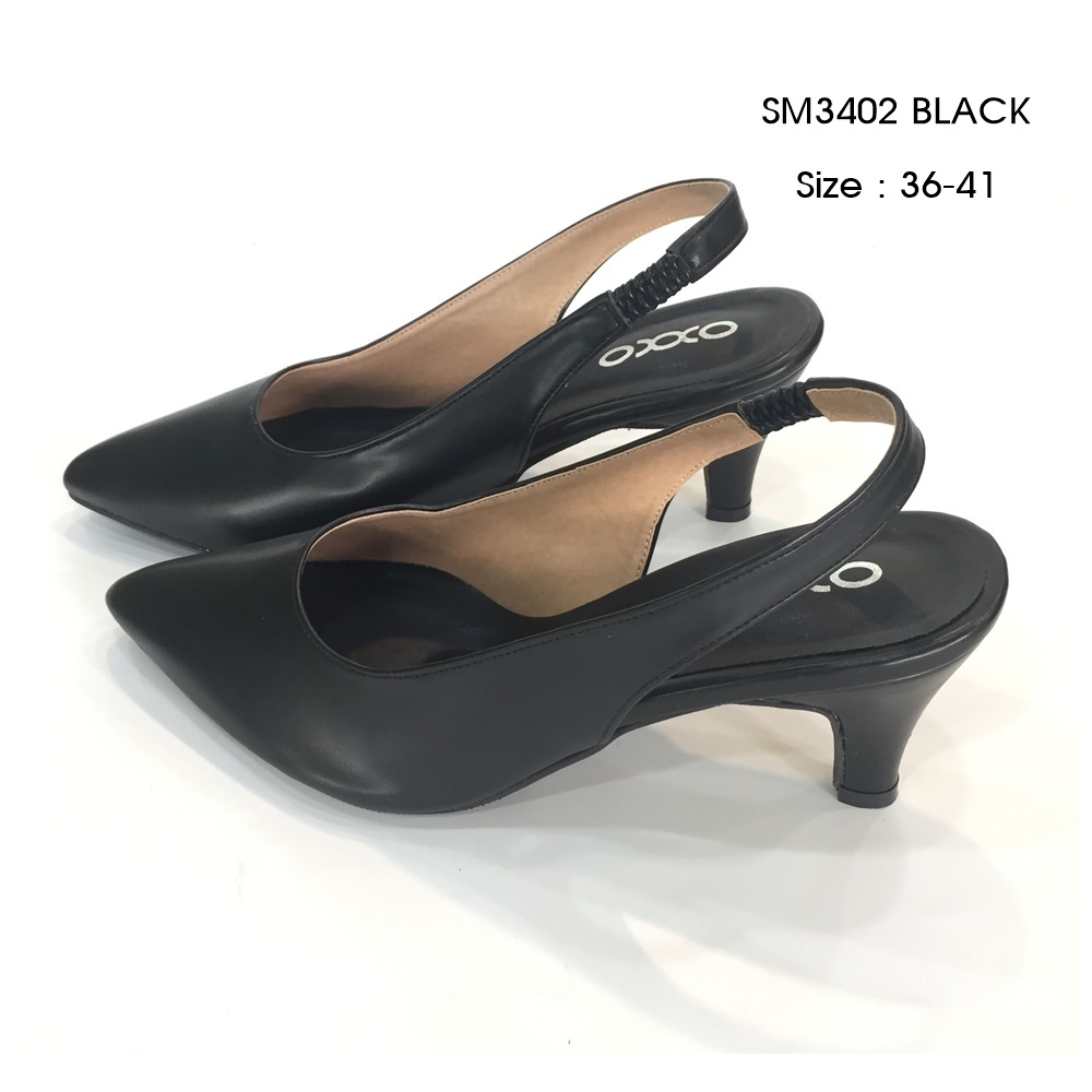OXXO รองเท้าคัทชู หญิง รองเท้าแฟชั่น รองเท้าส้นสูง 2นิ้ว ทรงหัวแหลม มีสายรัดส้น สายรัดหลังเท้า SM3402